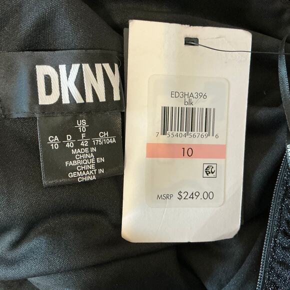 DKNY Sparkly Knit Sleeveless Ruched Long A-Line Formal Gown Black Size 10 - Picture 9 of 12